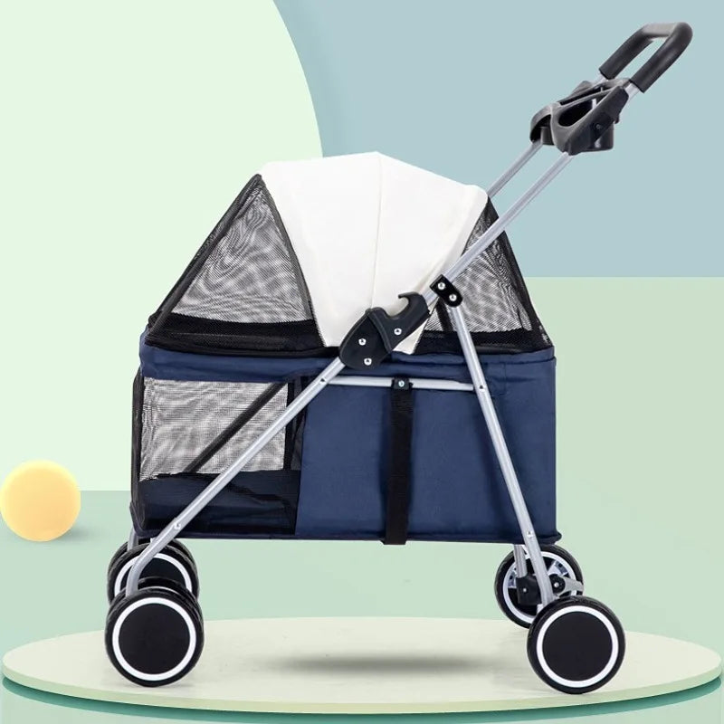 Portable Folding Pet Stroller for Cats, Dogs, Rabbits & Hamsters