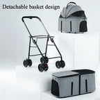 Double Pet Stroller with Detachable Carrier & Braking Wheels up to 30 lbs