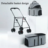 Double Pet Stroller with Detachable Carrier for Medium Small Dogs and Cats Durable Universal Wheels with Brakes Max for 30LBS