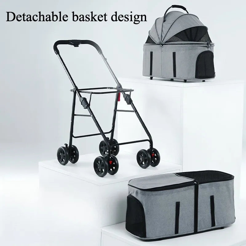 Double Pet Stroller with Detachable Carrier & Braking Wheels up to 30 lbs