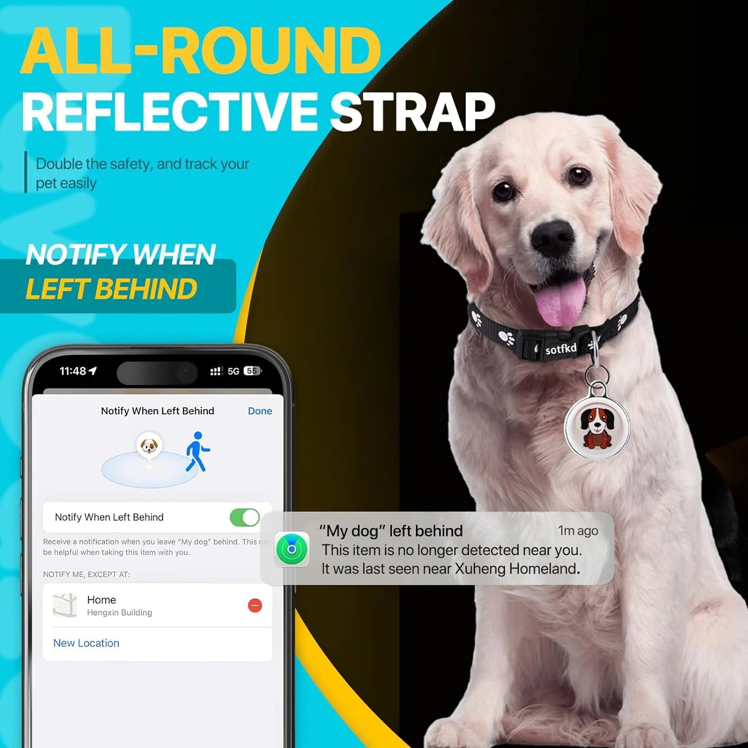 Long-Distance Mini Waterproof GPS Tracker Collar for Cats & Dogs - Real-Time