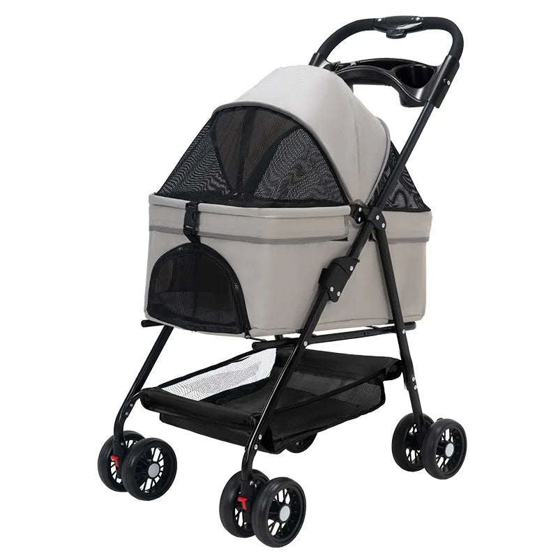 Lightweight Foldable Pet Stroller for Poodles, Cats & Small Breeds — Outdoor Travel Trolley
