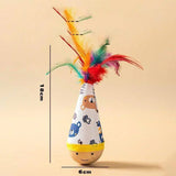 Christmas Wooden Tumbler Cat Toy (Catnip & Feather)