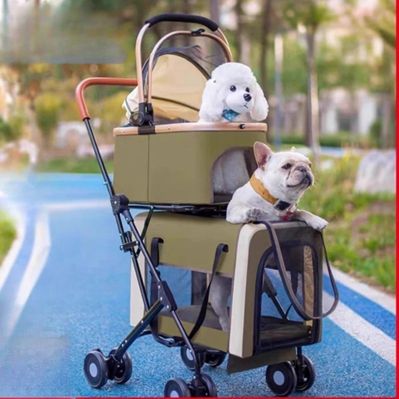 Detachable Double-Decker Cat & Dog Outdoor Stroller — Two-Level