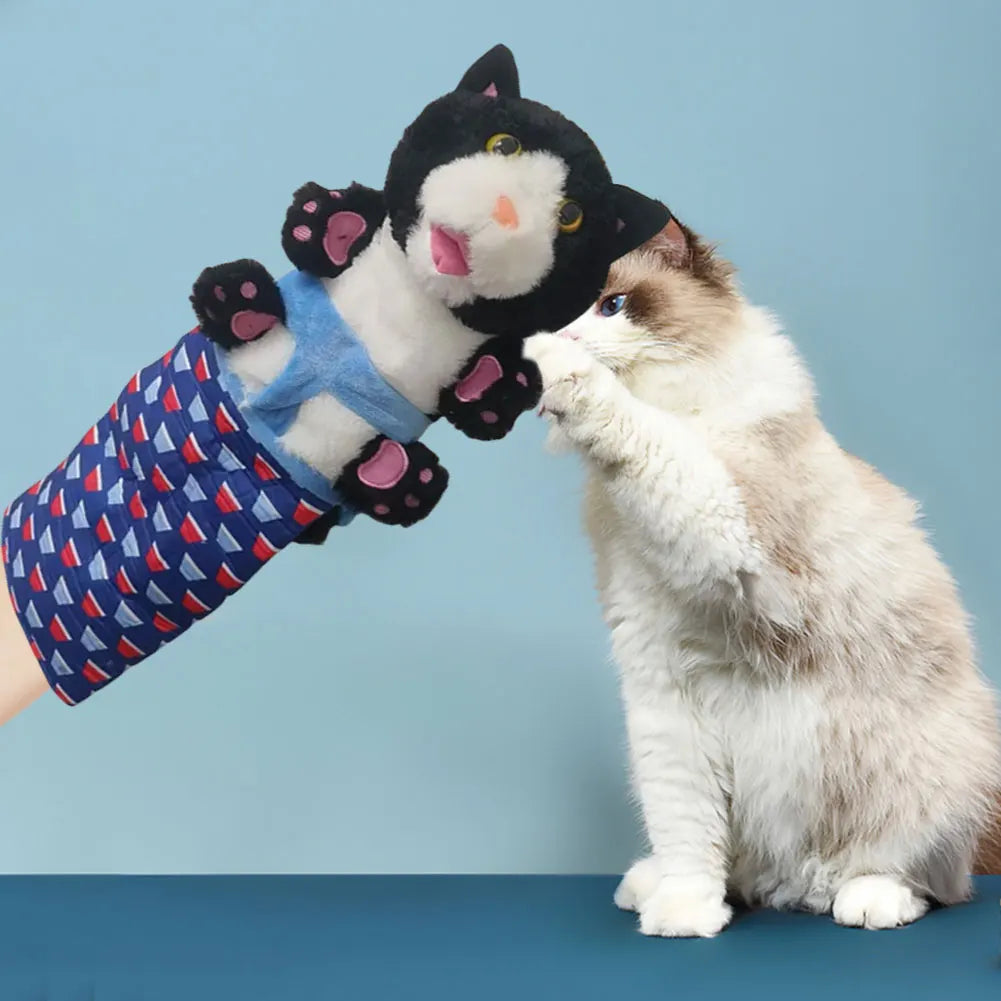 Cat & Dog Wrestling Hand Puppet Glove — Padded Interactive Play Toy