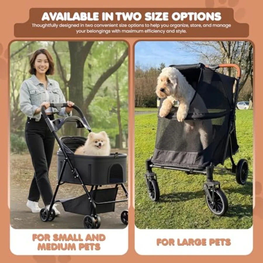 Premium All-Terrain Dog Stroller with Carbon Steel Frame for Medium Dogs — Max 55 lbs
