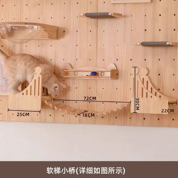Wall-Mounted Cat Climbing Shelf & Hammock
