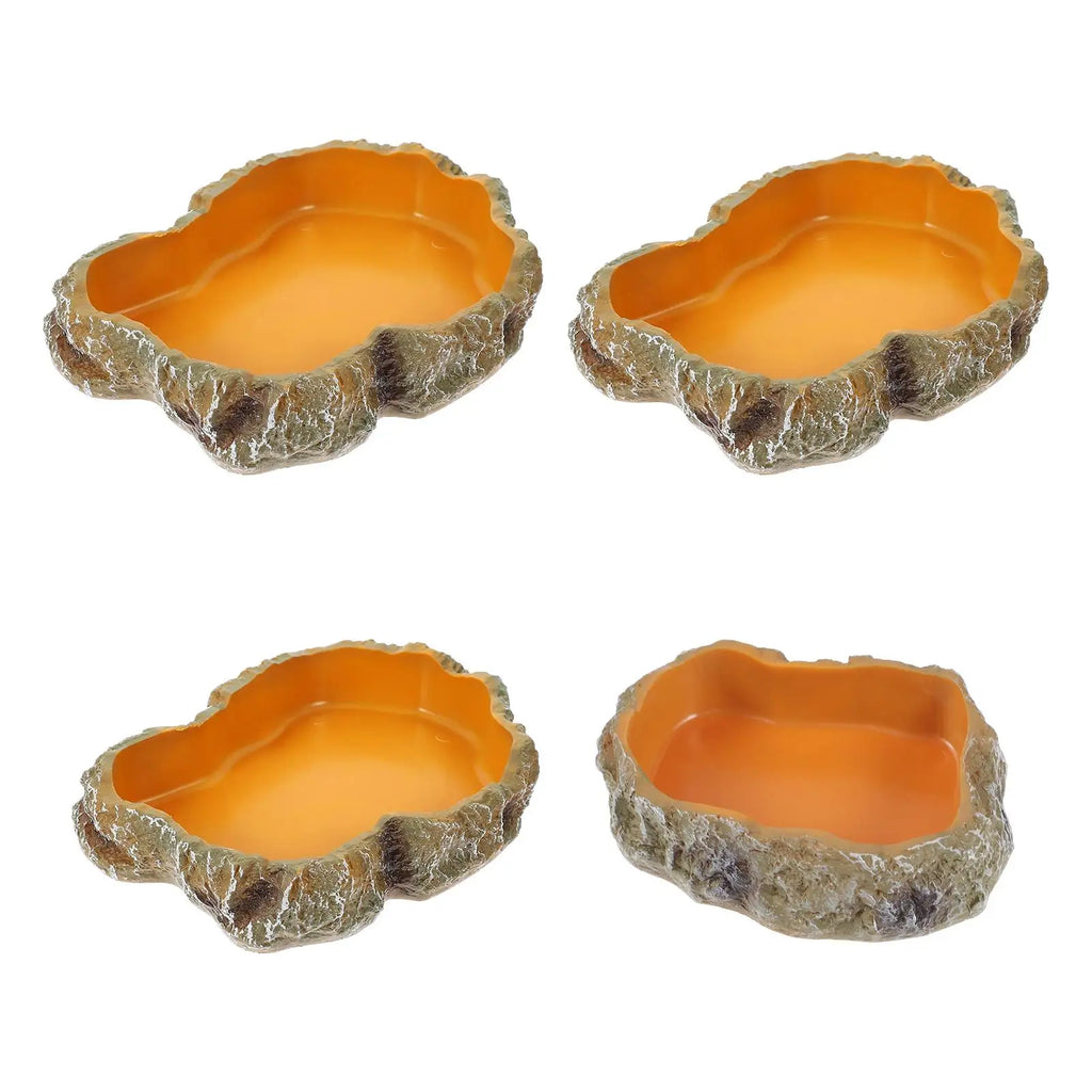 Resin Rock Terrarium Water & Food Bowl — Natural-Look Reptile Feeder