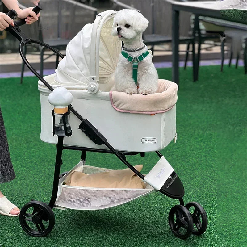 2-in-1 Portable Foldable Pet Stroller with Multi-Function Detachable Bag for Dogs & Cats — Lightweight