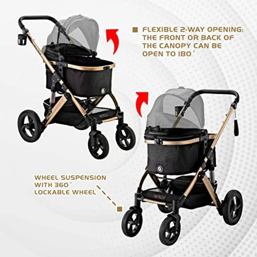 Monza Luxury 3-in-1 Pet Stroller, Travel Carrier & Car Seat — Premium Multi-Mode System