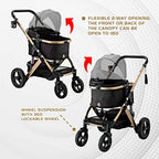 Monza Luxury 3-in-1 Pet Stroller, Travel Carrier & Car Seat — Premium Multi-Mode System