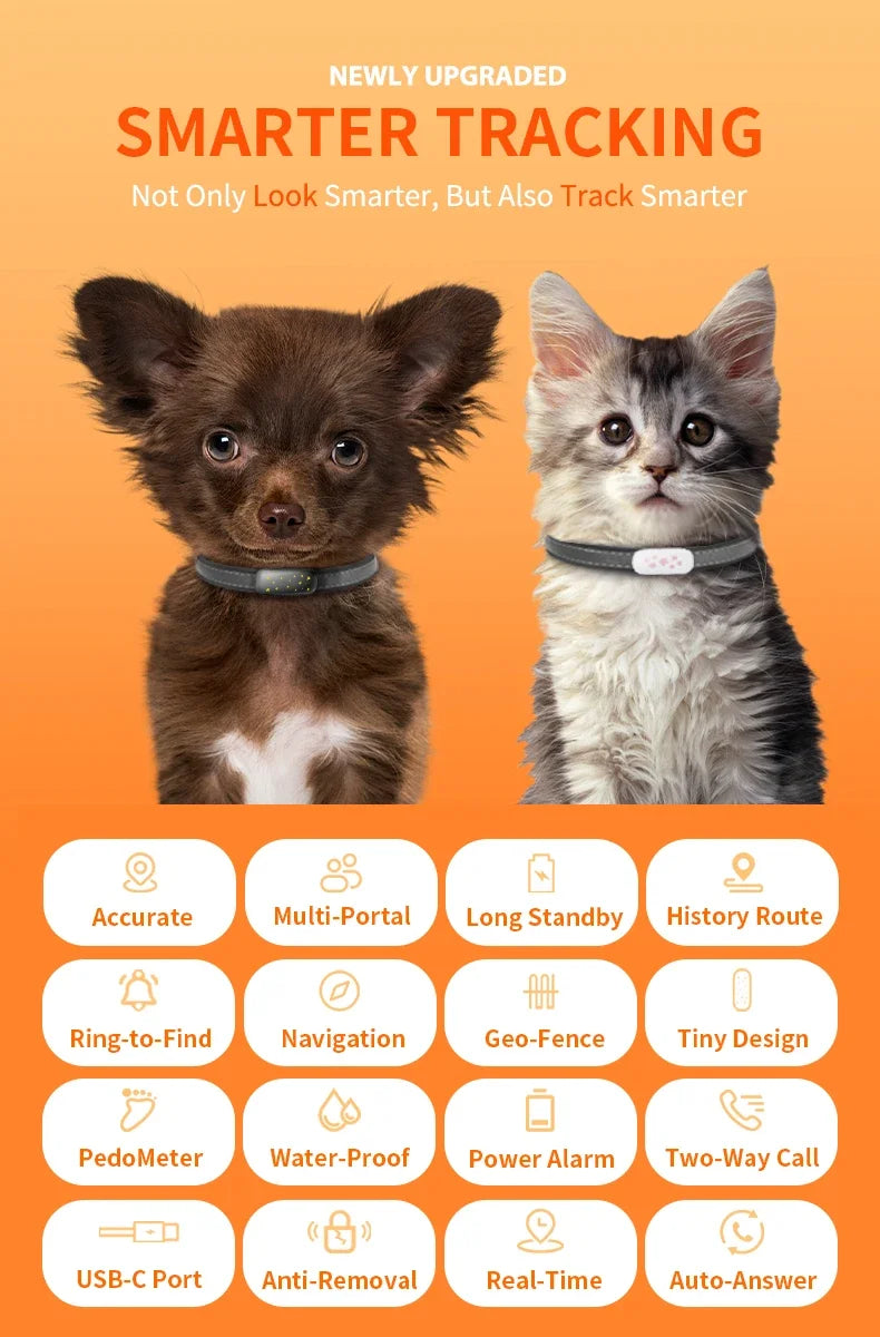 RF-V53 4G GPS Pet Locator for Dogs & Cats with Beidou Positioning - IP67, 900mAh Battery