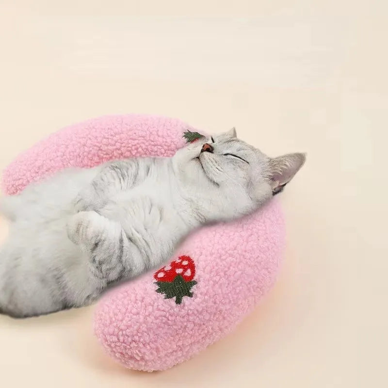 U-Shaped Cat & Kitten Sleeping Pillow — Soft Pet Bed Pillow Toy for Small Cats & Dogs
