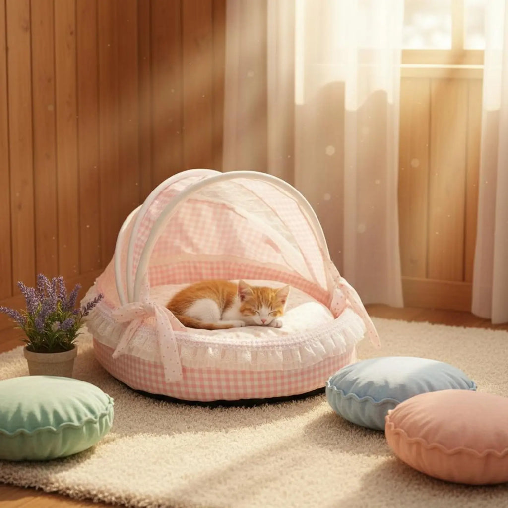 Princess-Style Semi-Enclosed Cat Bed Cradle