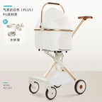 White High-View One-Click Foldable Pet Stroller for Small & Medium Dogs