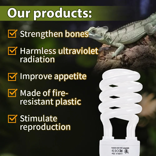 26W UVB Calcium Supplement Lamp — E27 Reptile Basking Bulb