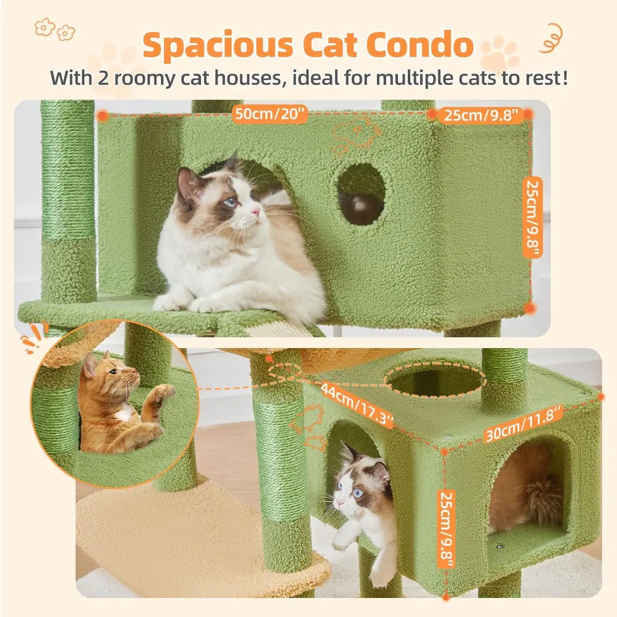 71-Inch Cat Tree Tower with 8 Scratching Posts & Hammock
