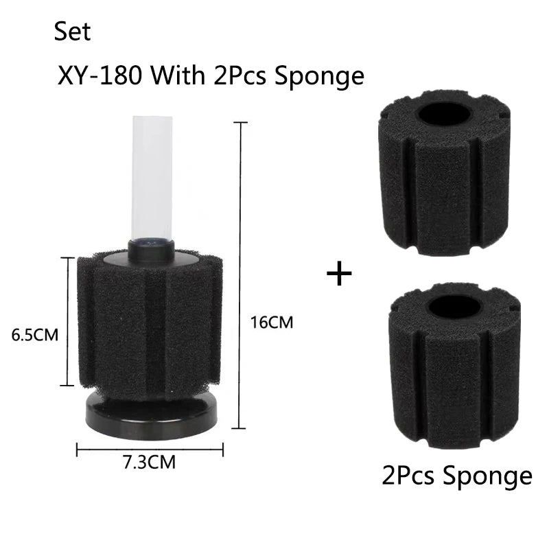 Black Bio Sponge Aquarium Filter (Air Pump Driven, Corner Skimmer, Bio Media)