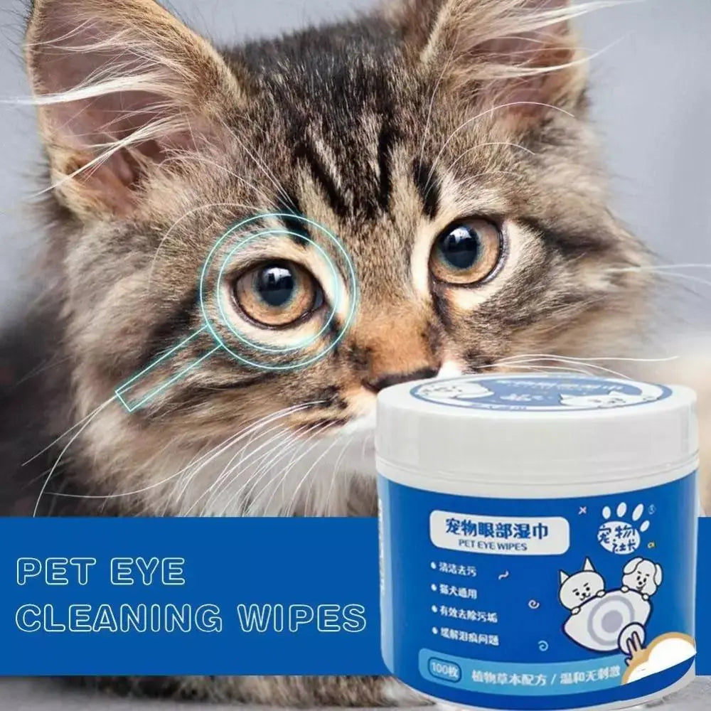 Pet Eye Wipes — 100-Count Gentle Cleaning Pads for Dogs & Cats