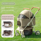 Double Cat & Dog Stroller Trolley for Outdoor Pet Travel — Cat & Dog Carrier Travel Cart