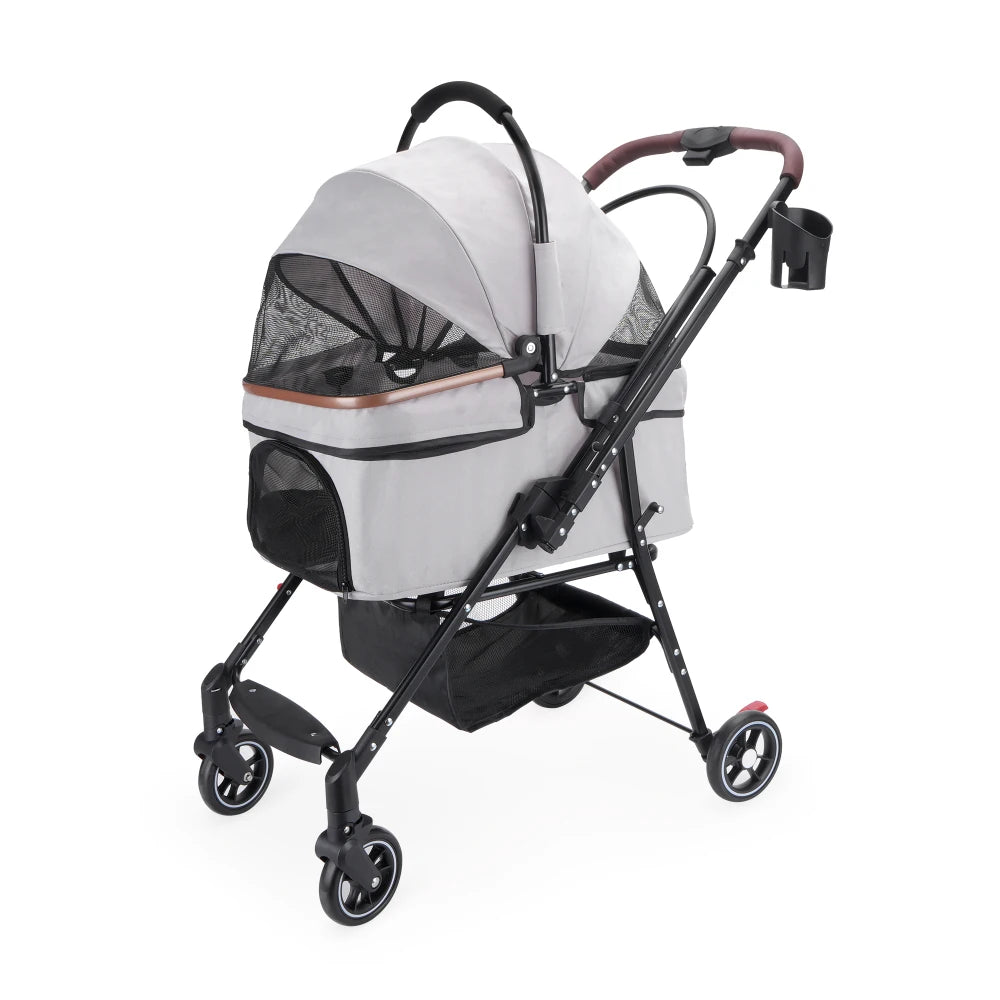 4-Wheel Pet Stroller with 360-Degree Rotating Wheels & Separable Carrier for Dogs & Cats