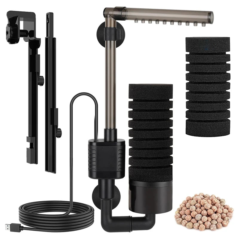 USB Aquarium Sponge Filter (Quiet, Wave Maker, Oxygenator)