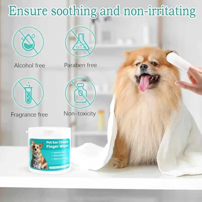 Disposable Ear Cleaning Finger Wipes — Ear Mite Control for Pets