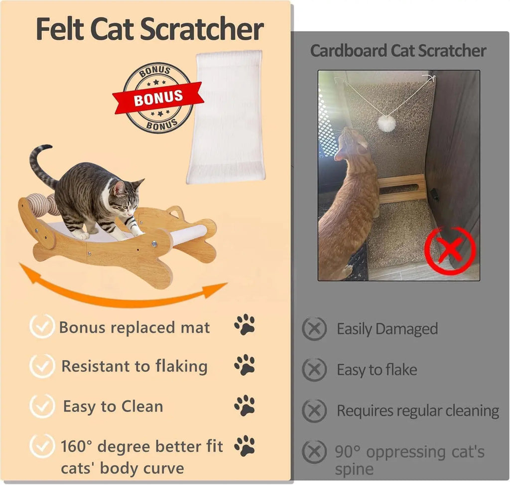 3-in-1 Cat Scratcher Bed with Hammock & Replacement Pad