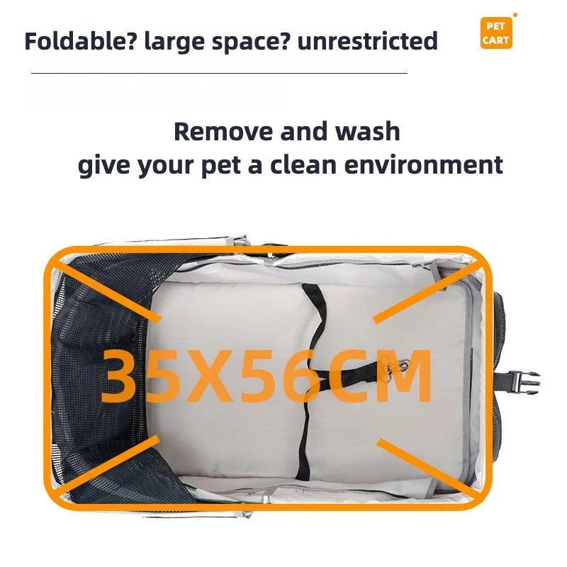 4-Wheel Folding Pet Stroller with Detachable Carrier (3-in-1)