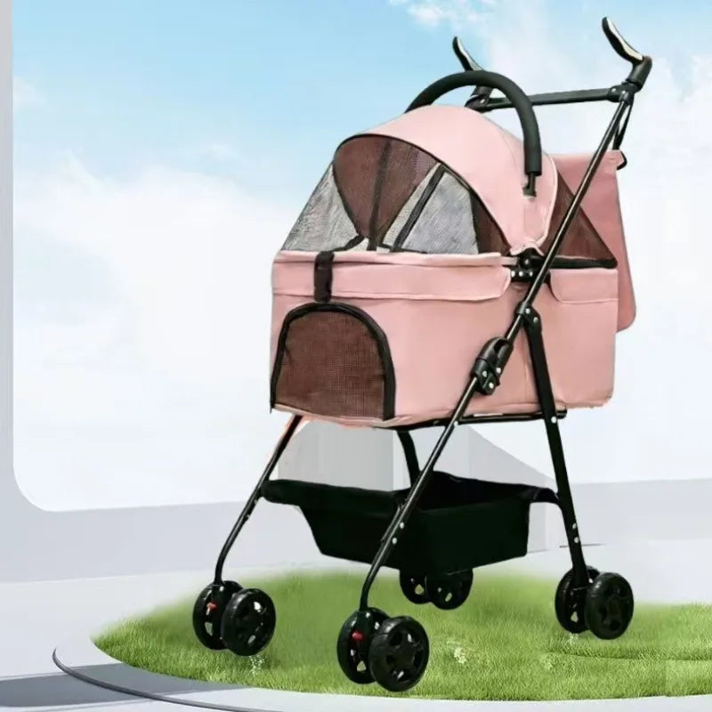 Detachable Washable Pet Stroller Trolley for Small & Medium Dogs & Cats — Lightweight Travel Carrier