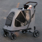 Acrylic Panel Waterproof Breathable Pet Stroller for Small Dogs & Cats