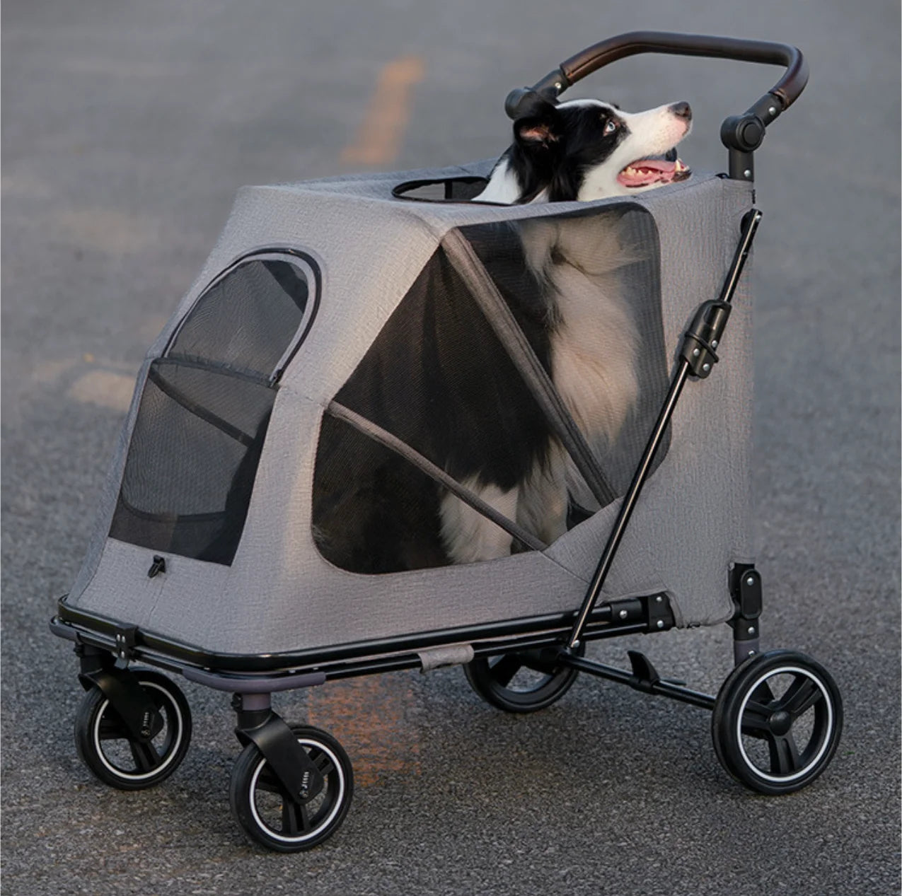 Acrylic Panel Waterproof Breathable Pet Stroller for Small Dogs & Cats