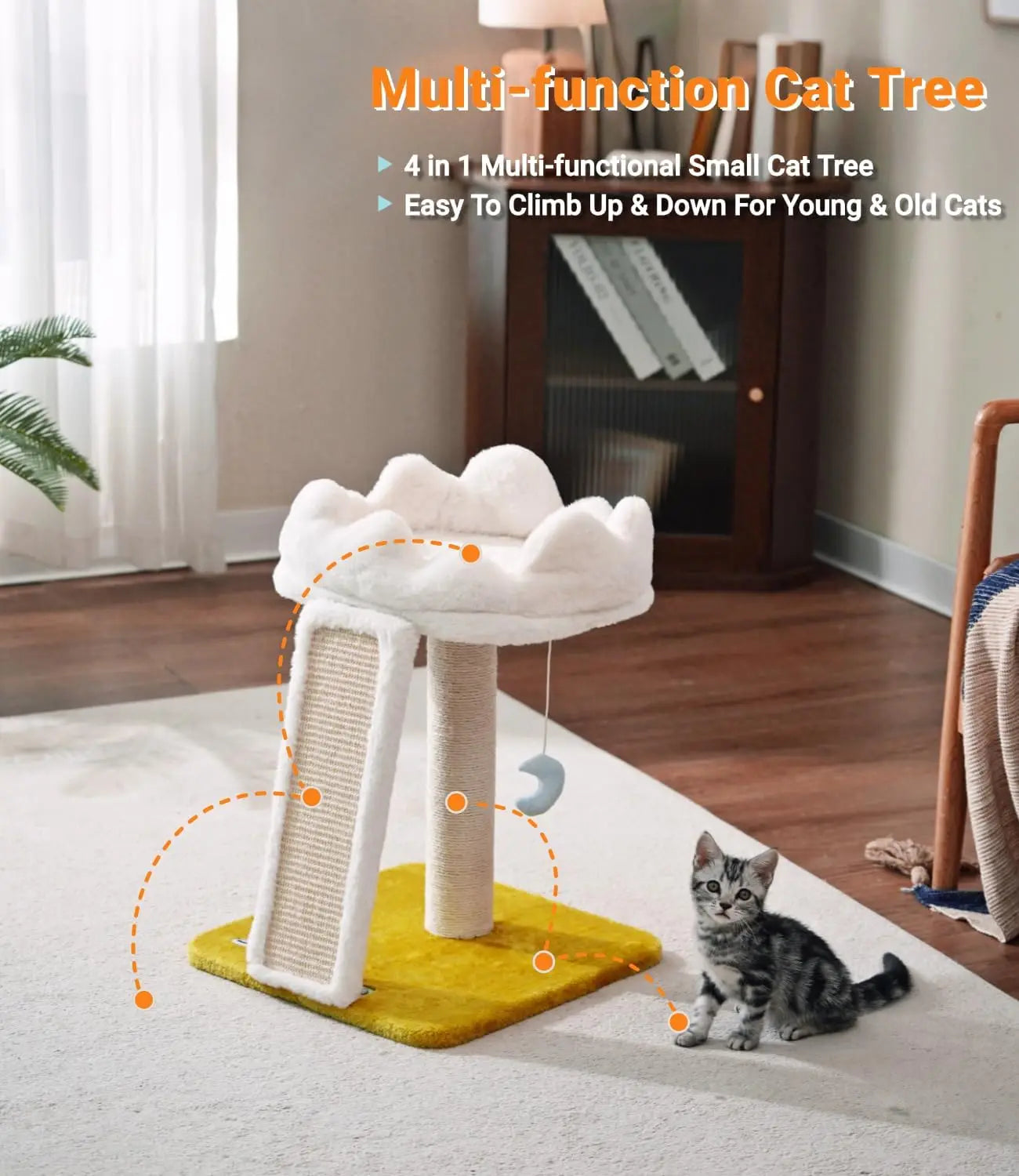 Cat Tree with Cloud Bed & Scratching Post + Catnip