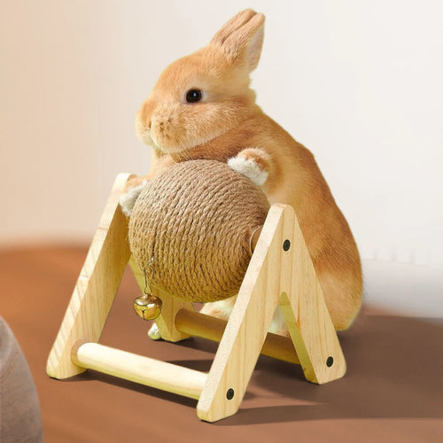 Sisal Scratch Ball Toy — Claw-Grinding Stand with Bell for Rabbits