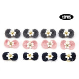 Yarn Bow Pet Hair Ties 12-Pack (Colorful, Soft Texture, Elastic)