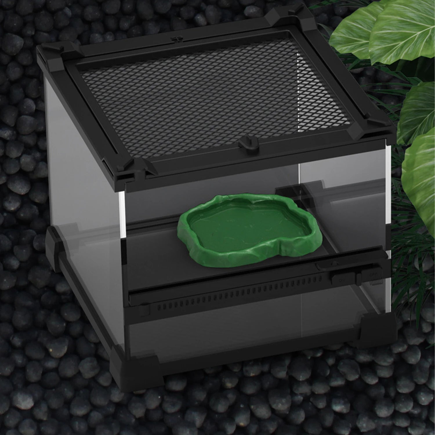 2-Pack Imitation Rock Feeder Bowls — Reptile Food & Water Dishes