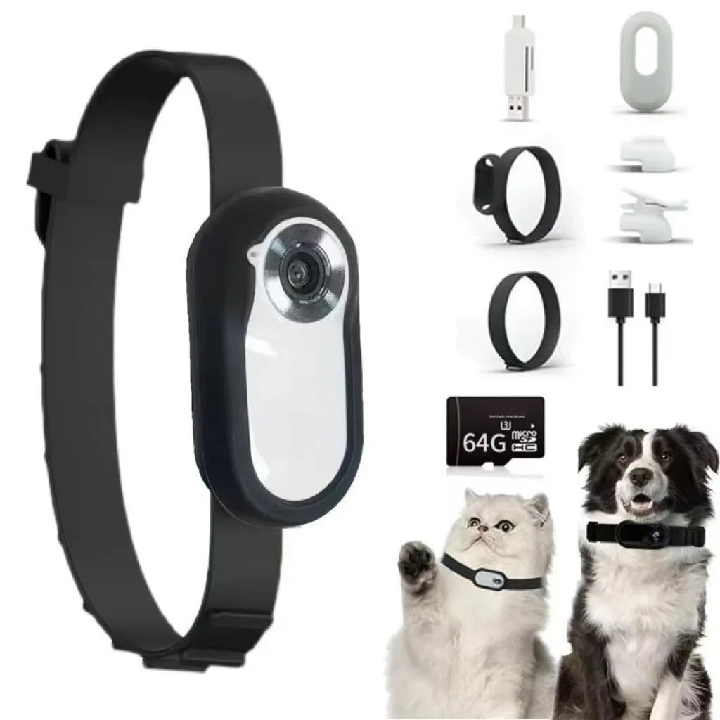 HD 1080P Pet Camera Collar for Dogs & Cats - Wireless Mini Action Cam for Outdoor Use