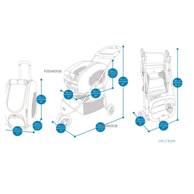 Large-Capacity Foldable Pet Carrier Trolley for Dogs & Cats — Lightweight Portable Outdoor Shopping & Travel