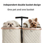 Luxury 4-Wheel Dual Cat Stroller for 2 Cats with Detachable Carrier Bag