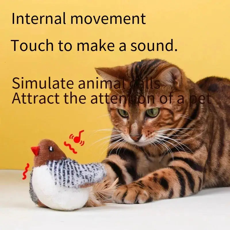 Flapping Wing Simulation Bird Cat Toy — Chirping Interactive Sparrow