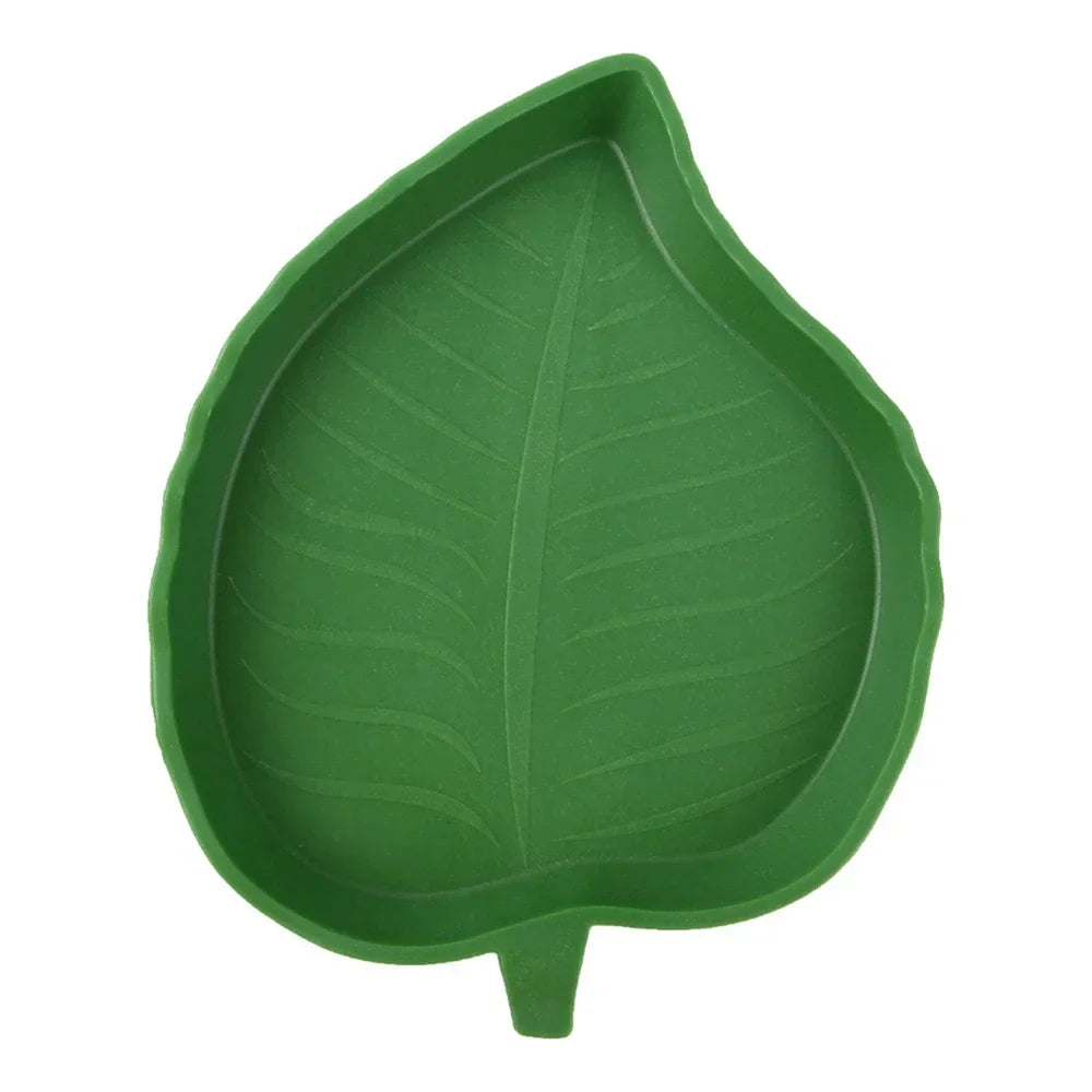 Leaf-Shaped Reptile Feeding Dish — Shallow Water & Food Bowl for Tortoises & Lizards