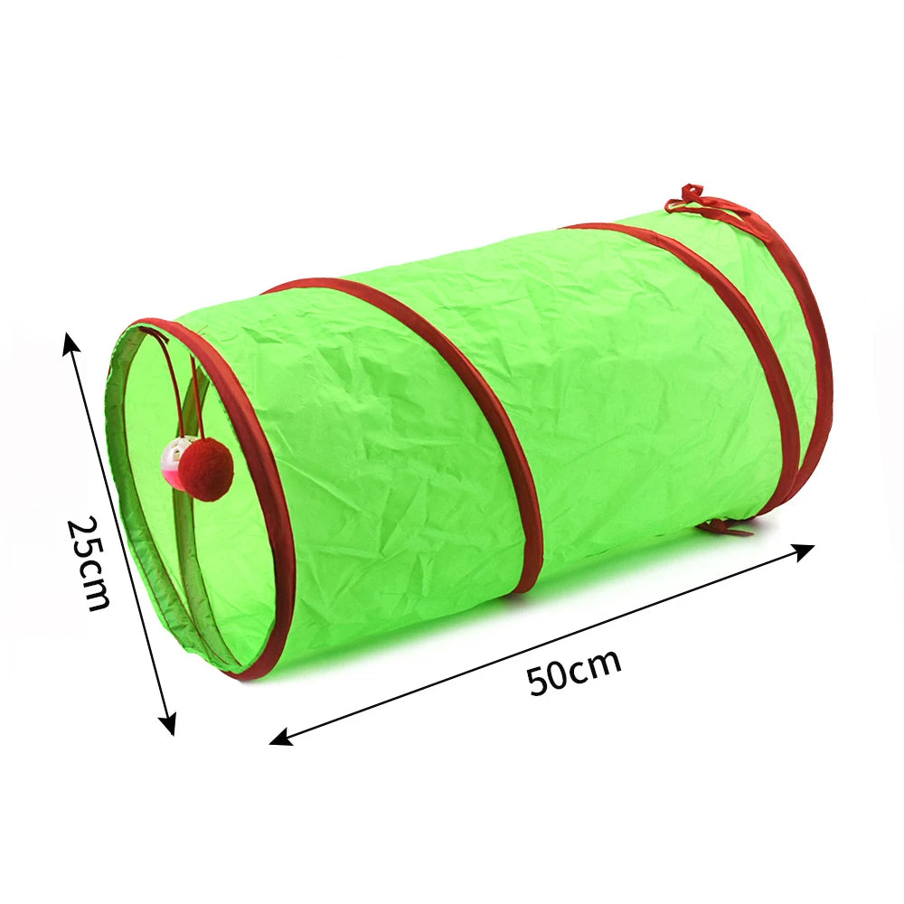 Christmas Cat Tunnel Toy — Foldable Crinkle Play Tube