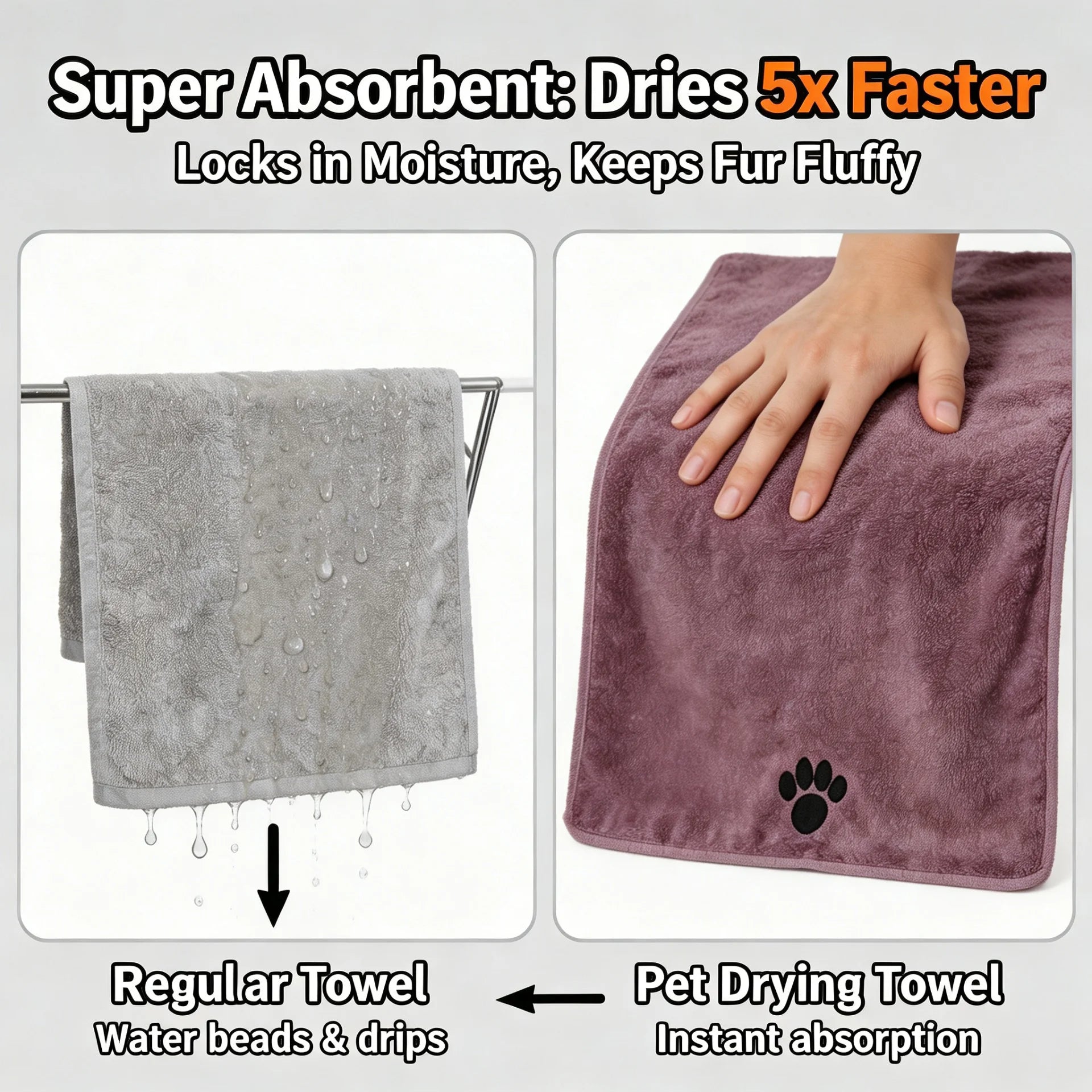 Extra-Large Microfiber Pet Bath Towel — Durable, Non-Fading Quick-Dry