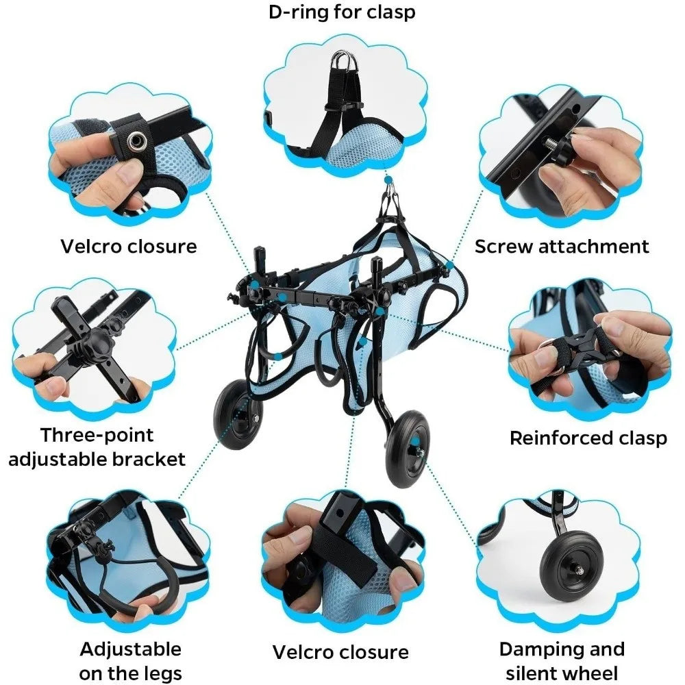 Adjustable Dog Wheelchair (Hind Leg Support, Breathable, Rehab)