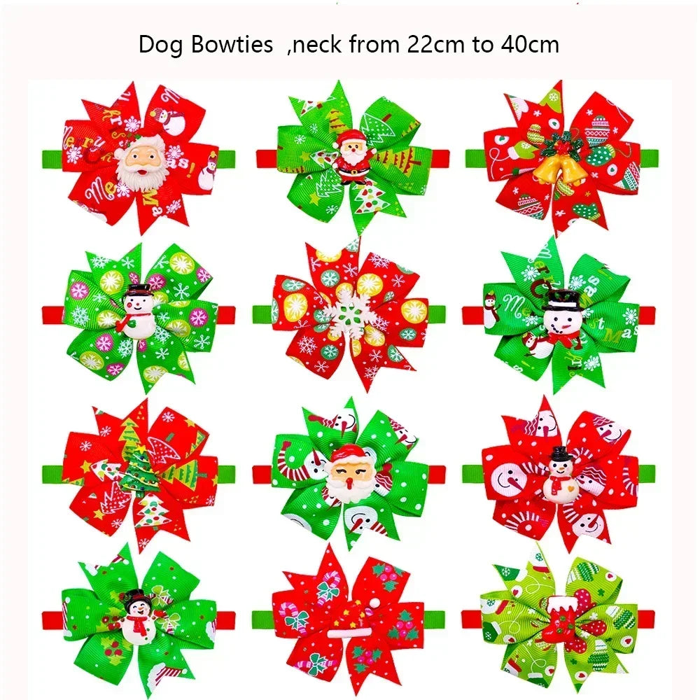 Christmas Pet Bow Tie Bandana 50-Pack (Dog & Cat Accessory)