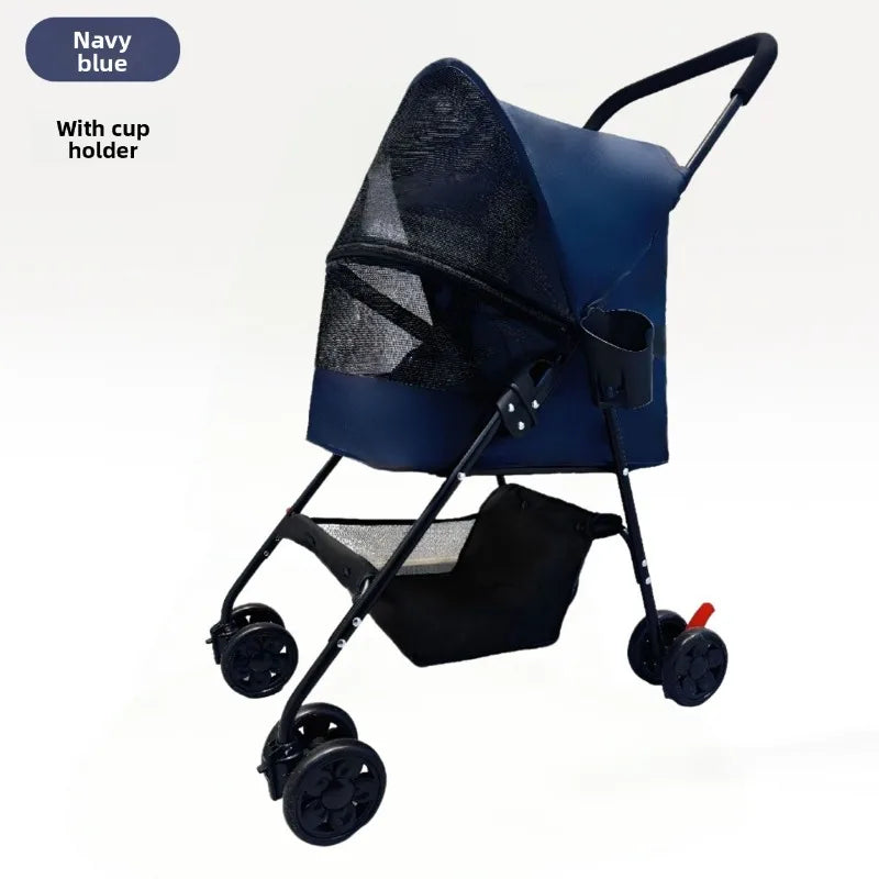 Foldable Lightweight Pet Trolley Stroller for Cats & Small Dogs — Outdoor Travel Cart