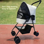Foldable Lightweight Pet Trolley Stroller for Cats & Small Dogs — Outdoor Travel Cart