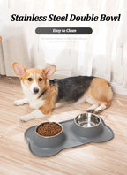 Stainless Steel Double Pet Bowl Set
