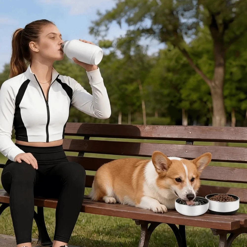 3-in-1 Stainless Steel Pet Water Bottle (Multi-Layer, Leak-Free, Detachable)