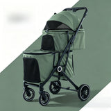 Double Pet Stroller for Dogs and Cats Travel Carriage with Safety Beltsand 4 Lockable Wheels  Foldable for Multi-Pet Medium